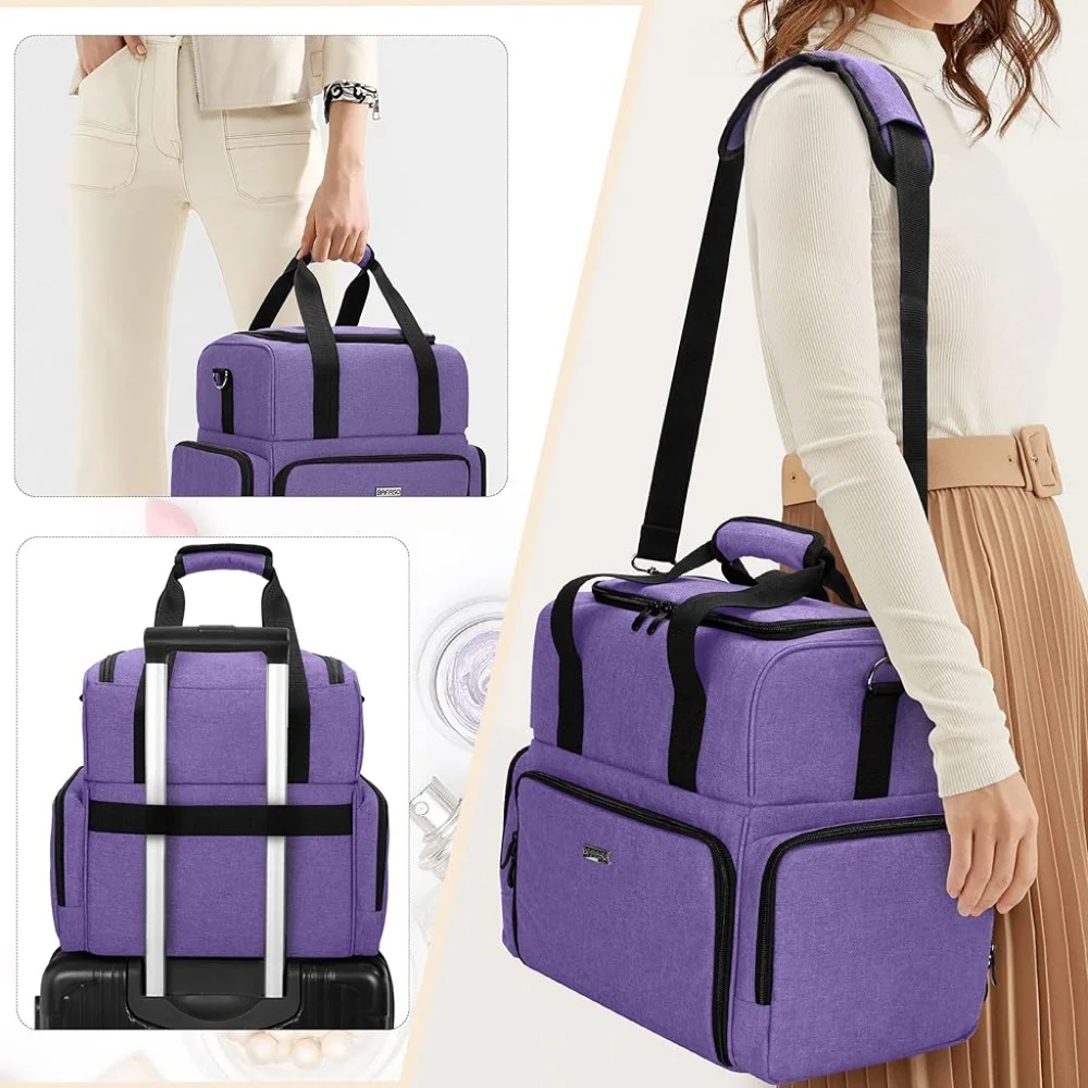 BAFASO 2-Layers Large Makeup Bag with 3 Removable Pouches and Detachable Divider